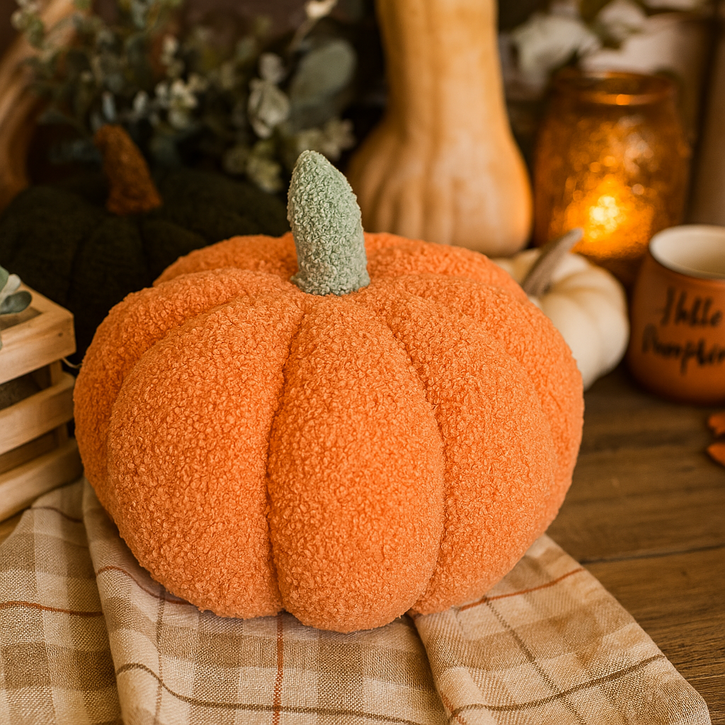 Citrouille décorative en peluche