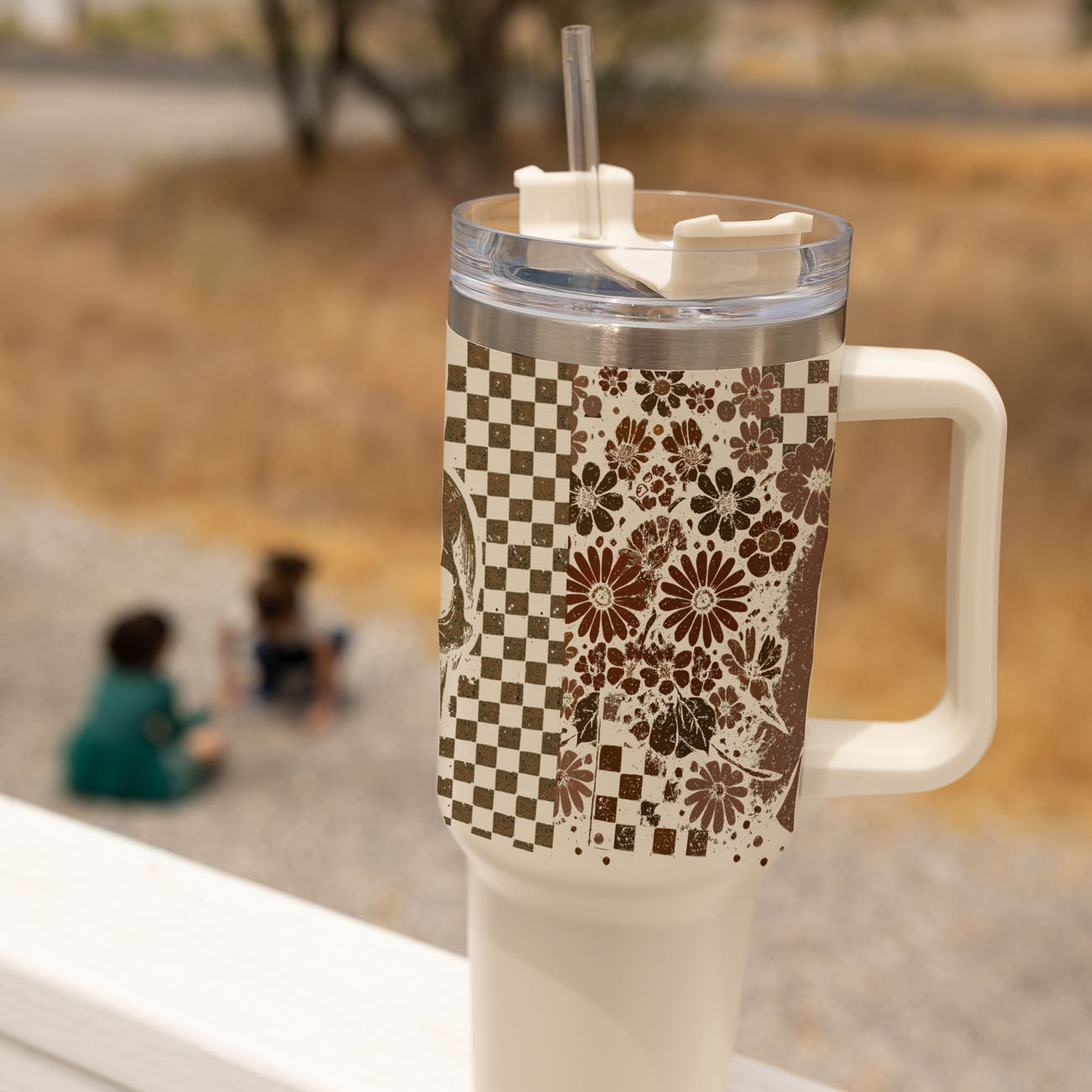 Mug Isotherme fantôme rétro & crâne floral - Edition Automne